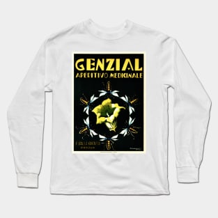 GENZIAL Aperitif Medicine Liqueur Italy Art Deco Advertisement Vintage Alcohol Long Sleeve T-Shirt